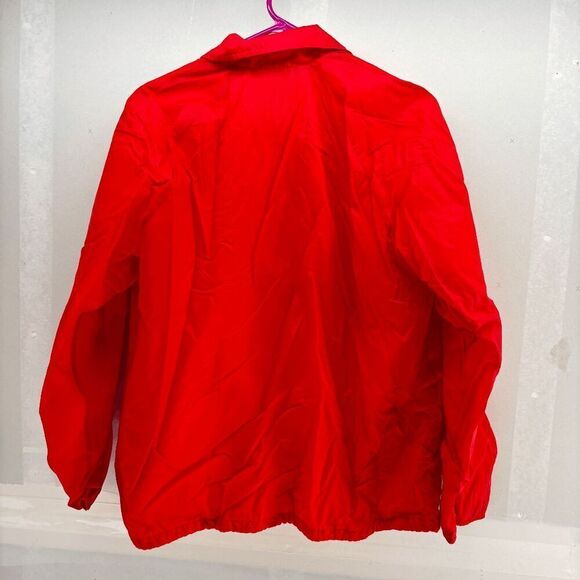 Vintage 80 Sears Red Nylon Coaches Jacket Lined Snap Front USA Womens L 16-18 - Picture 3 of 6